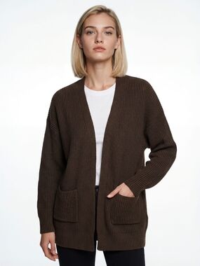 Express Women's Olive Green Ribble Open Front Cardigan Sweater Size Small